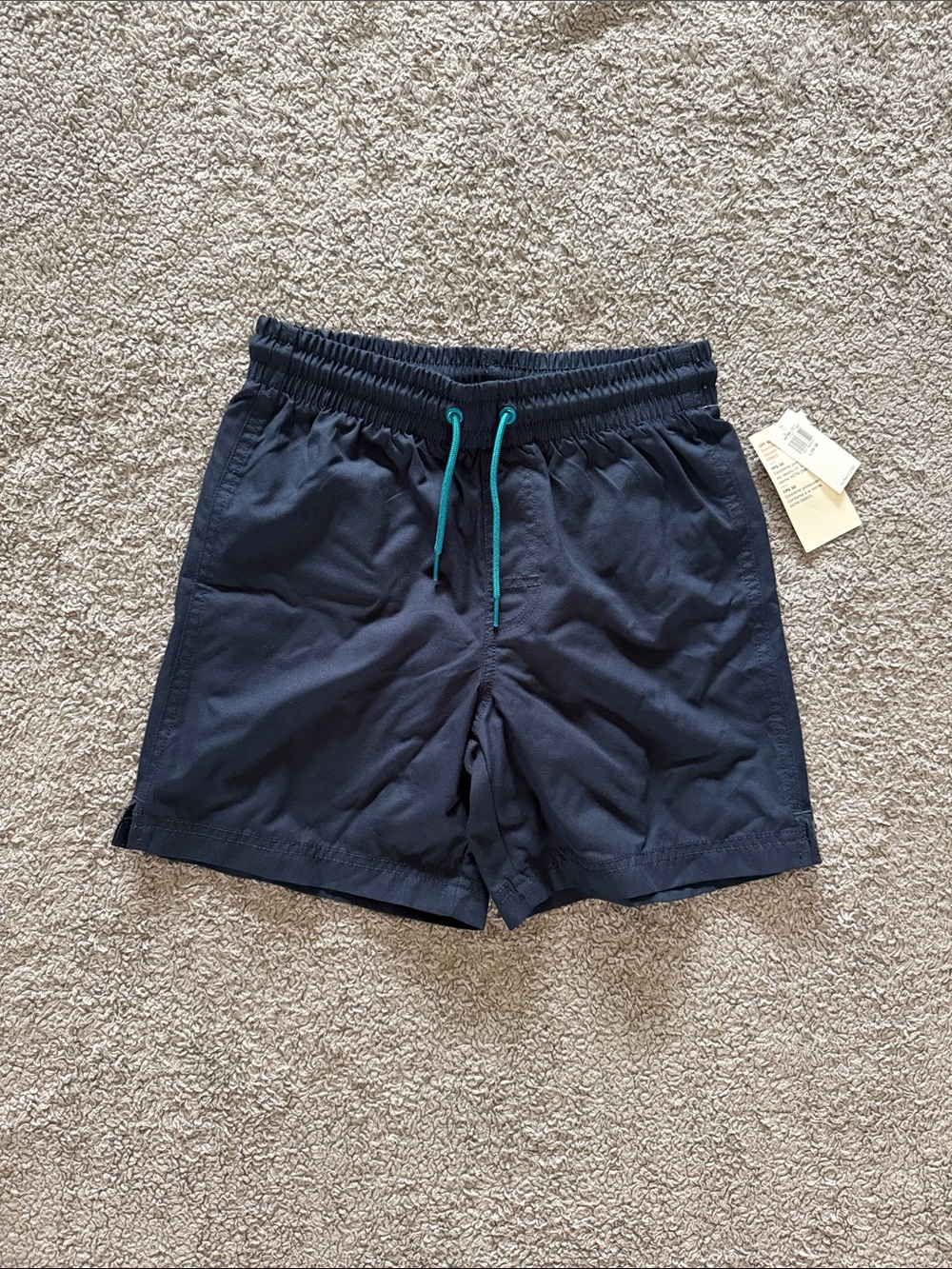 Old Navy Navy Blue Kids Swim Trunks with Teal Drawstring